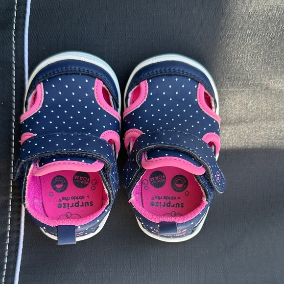 Stride rite Kids' Polka Dot Navy and Pink Sandals - Picture 1 of 5